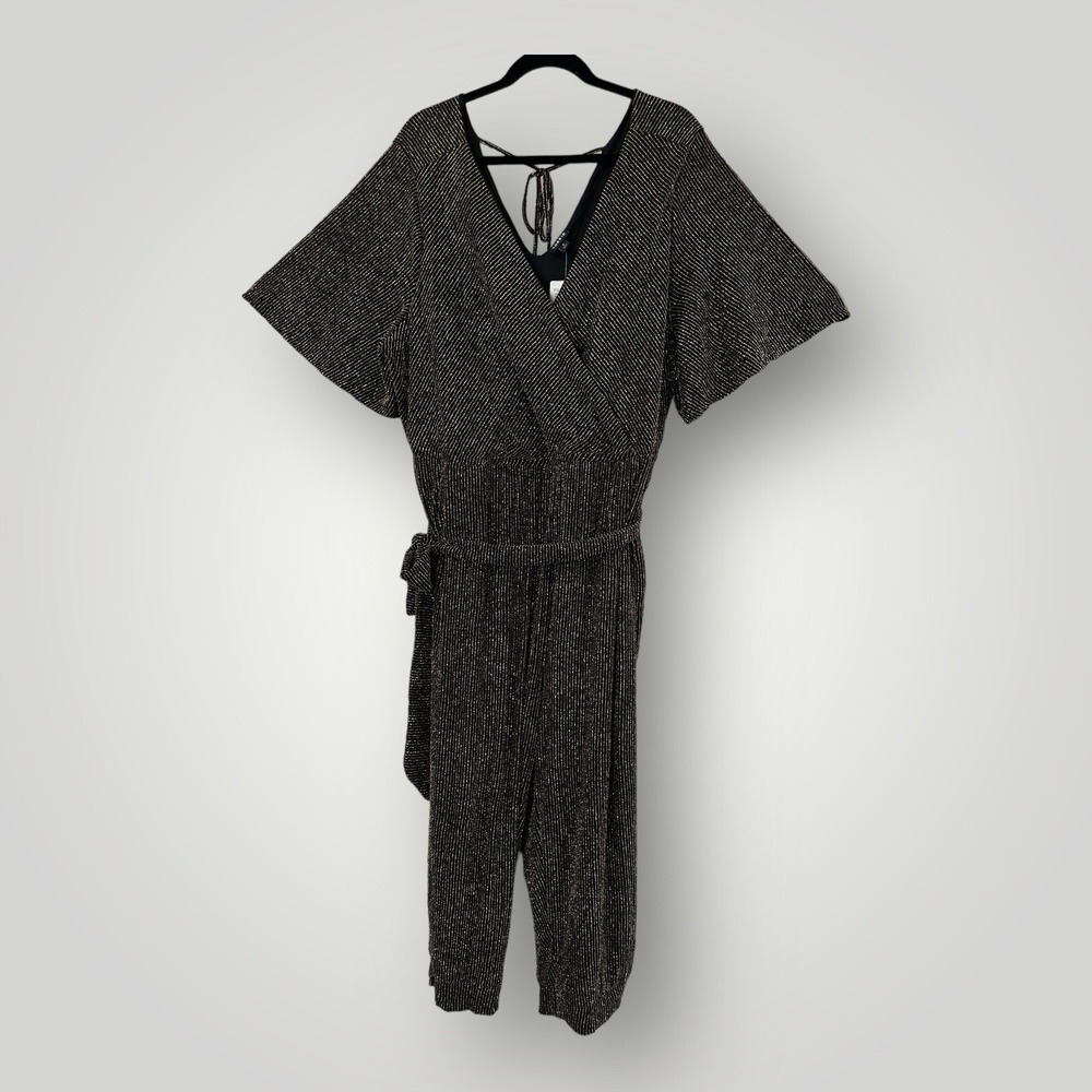 NEW Torrid Glitter Knit Surplice Jumpsuit V-Neck Metallic‎ Women's Size 4XL $89